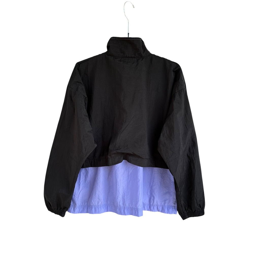 Vintage Reebok Windbreaker Jacket Mens Medium Black Purple Colorblock Full Zip - Picture 2 of 6